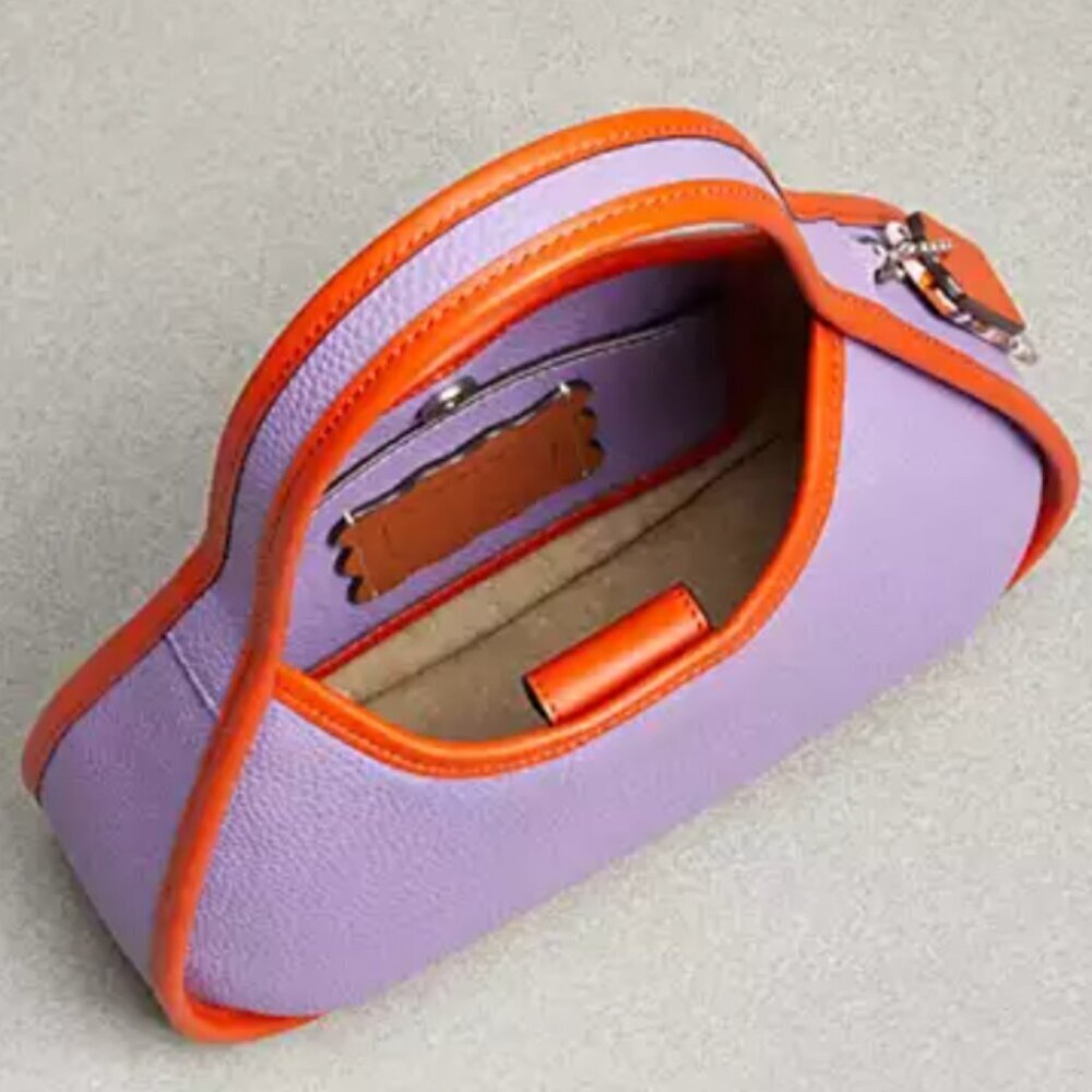 Coach Ergo Bag Coachtopia Purple Shoulder Bag 90s Leather CK112 Iris Sun Orange - Picture 8 of 9